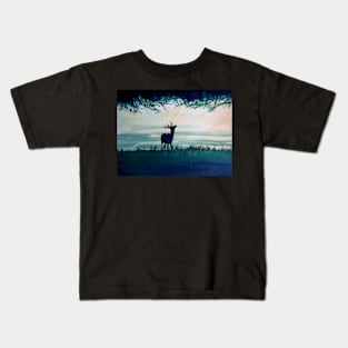 Deer Standing in the Trees Painting Kids T-Shirt